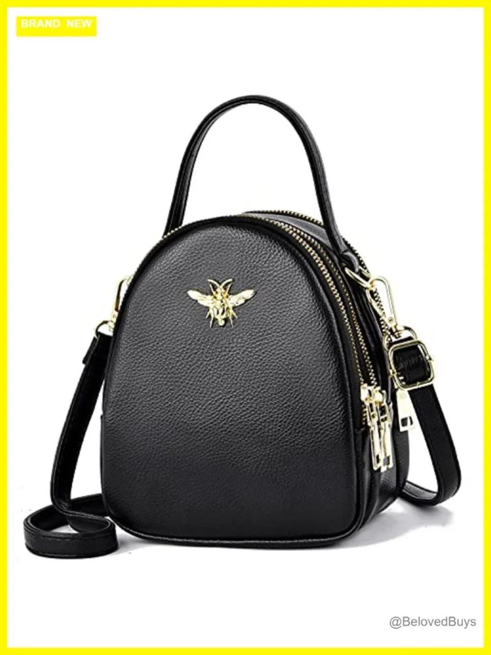 Women Small Crossbody Shoulder Bag Faux Leather 3 Zipper Pockets Messenger